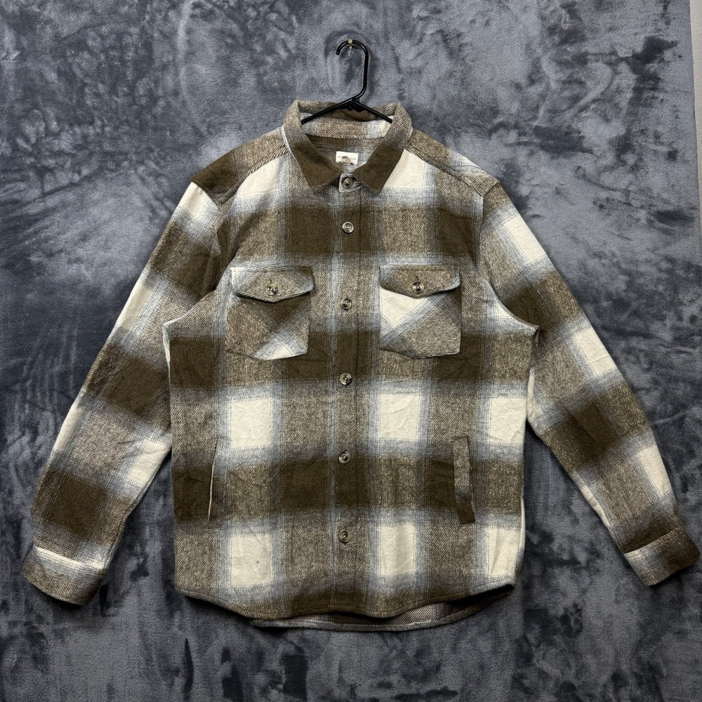 Eight Bells Shacket Mens 2XL Brown Plaid Excellent Button Front Flannel Jacket